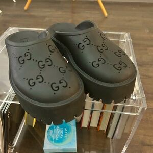 Gucci perforated platform clogs